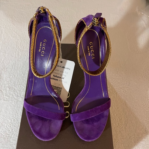 Gucci Shoes - Gucci Kelis Purple Suede Platform Sandals